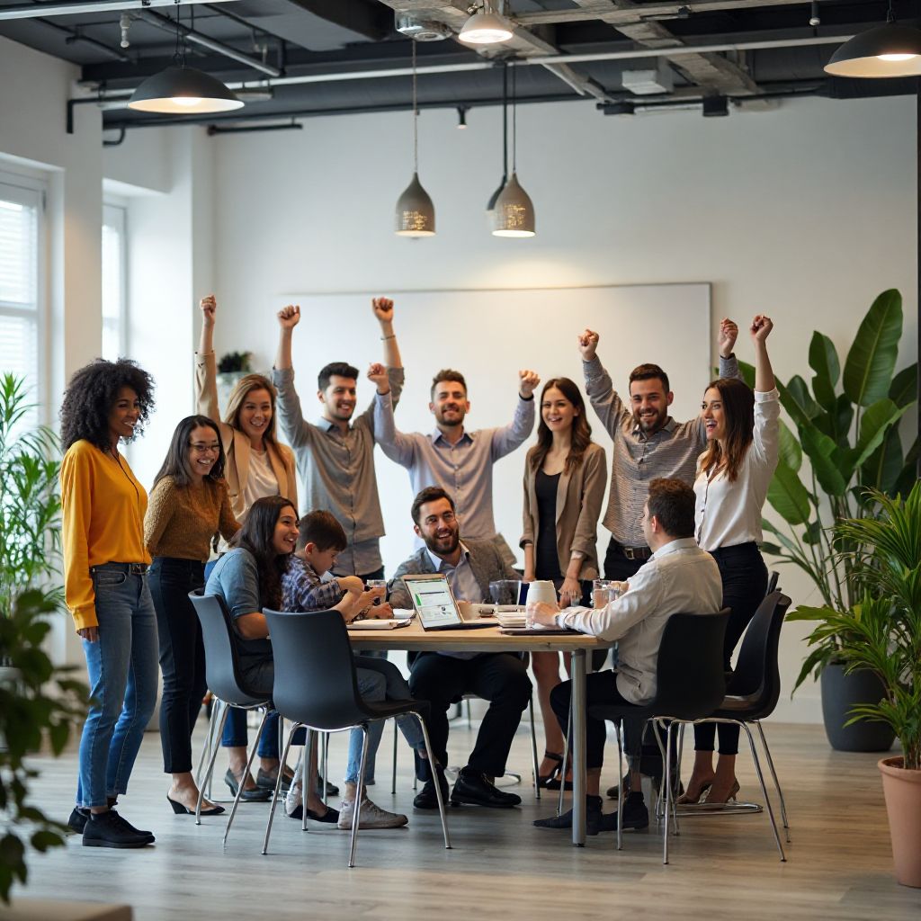 Echipa în biroul modern